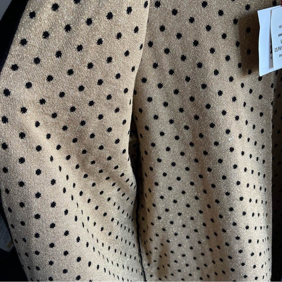 NWT Anne Klein Metallic Black&Gold Polka Dot Open Cardigan Sweater Sz S Fits S-L - Picture 7 of 9